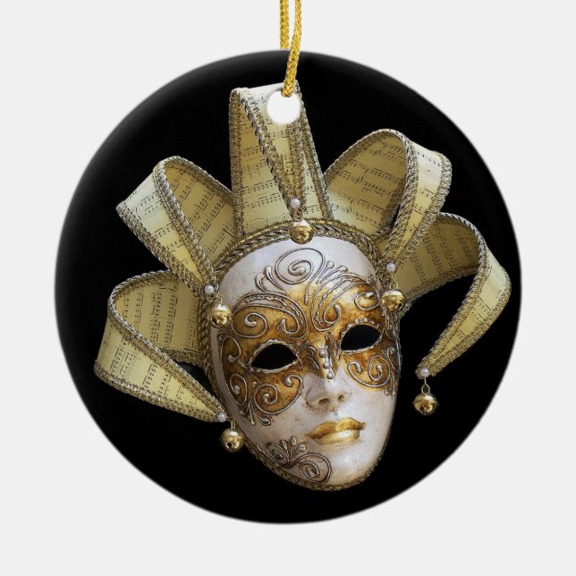 Ornamento De Cerâmica Ventian Mask Ornament (Frente)