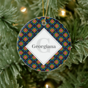 Ornamento De Cerâmica Ventiladores personalizados do Rainbow Floral Foun