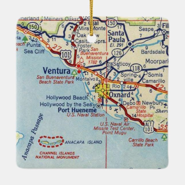 Ornamento De Cerâmica Ventura Vintage Map (Verso)