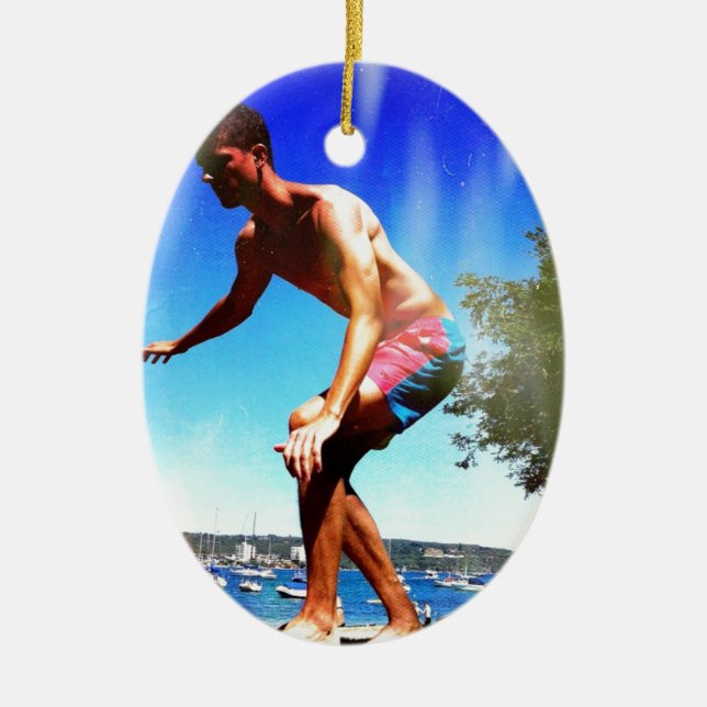 Ornamento De Cerâmica Verão Sun Slacklining (Frente)