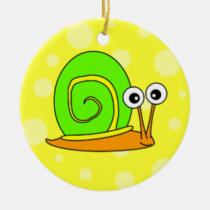 Ornamento De Cerâmica Verde bonito dos desenhos animados do caracol com