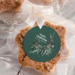 Ornamento De Cerâmica Verde botânico preto moderno e elegante<br><div class="desc">Verde moderno elegante cromo-d-água salgada botânico floral verde mutado cores Enfeites de natal de férias decor.</div>