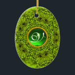 ORNAMENTO DE CERÂMICA VERDE DAHLIA EMERALD MONOGRAM<br><div class="desc">Uma joia elegante,  colorida e única,  com um inativo brilhante de pedra liberal. Modelagem e renderização de enfermeiras muito precisas no 3D Studio Max por parte de Búlgaro Lumini .Part da série Hyper Talismans.</div>