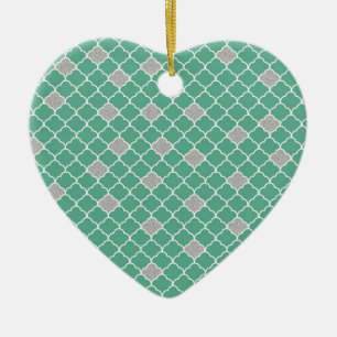 Ornamento De Cerâmica Verde e Silver Marroquino