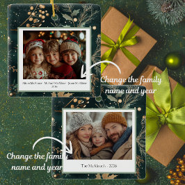 Ornamento De Cerâmica Verde Elegante Botânico Duplo Lado