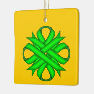 Ornamento De Cerâmica Verde limão Clover Ribbon por Kenneth Yoncich