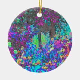 Ornamento De Cerâmica Verde limão Trippy e Jardim Roxo