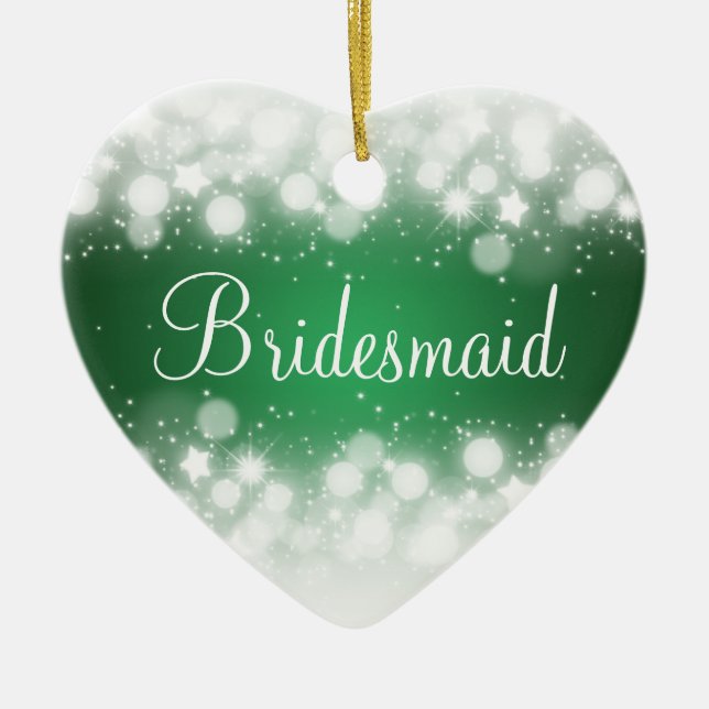 Ornamento De Cerâmica Verde mágico da faísca do favor elegante do (Frente)