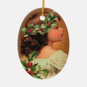 Ornamento De Cerâmica Veretor Holly Girl Ornament