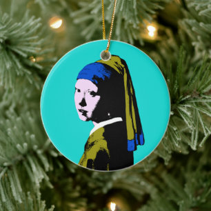 Ornamento De Cerâmica Vermeer Brinco de Pérola Pop Art