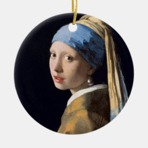 Ornamento De Cerâmica Vermeer Menina com um Brinco de Pérola Arte Refina