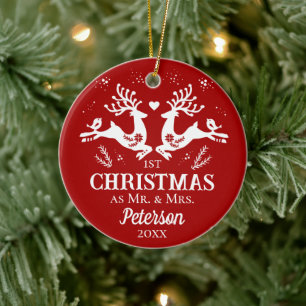 Ornamento De Cerâmica Vermelho Branco-Cinto-Cinto-de-Natal Apaixonado