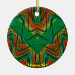 Ornamento De Cerâmica Vermelho brilhante, amarelo e Natal verde 2024