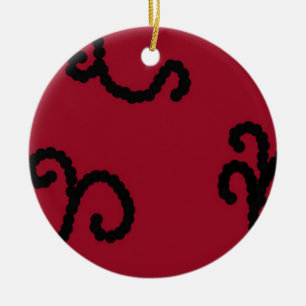Ornamento De Cerâmica Vermelho Clássico e Cabeça Negra