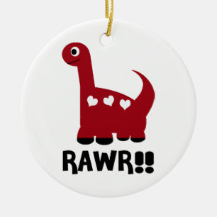 Ornamento De Cerâmica Vermelho de Rawr Dino