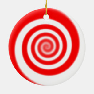 Ornamento De Cerâmica Vermelho e Branco Pepperminto Candy Swirl