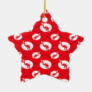 Ornamento De Cerâmica Vermelho Escarlate, Branco, Chevron, Mergulho Scub