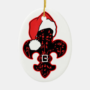 Ornamento De Cerâmica Vermelho Fleur de Papai noel