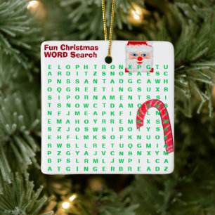 Ornamento De Cerâmica Vermelho Natal Mini 15 Palavras Quebra-Cabeça Papa