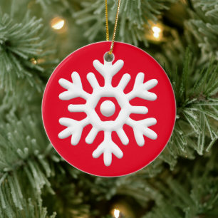 Ornamento De Cerâmica Vermelho Neve Branco Minimalista Moderno