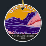 Ornamento De Cerâmica Vermilion Cliff Bolso Branco Monumento Nacional<br><div class="desc">Vermilion Cliff National Monument vetor trabalho de arte. Este monumento nacional protege o Planalto de Paria,  Cliff de Vermilion,  Buttes de Coyote e Canyon de Paria.</div>