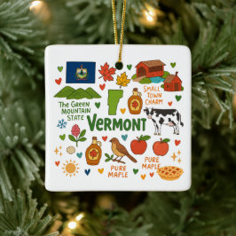 Ornamento De Cerâmica Vermont Custom Family Trip Christmas