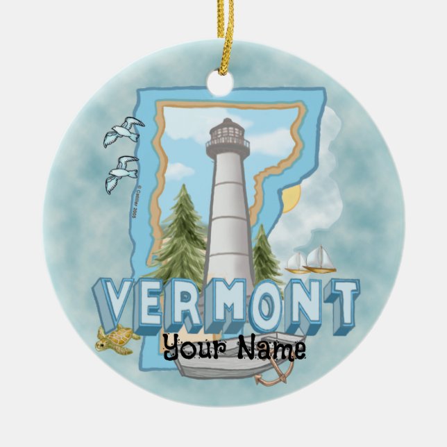 Ornamento De Cerâmica Vermont Lighthouse Ornament (Frente)