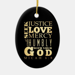 Ornamento De Cerâmica Verso escritural cristão da bíblia - 6:8 de Mica