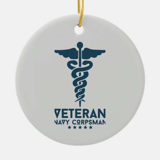 Ornamento De Cerâmica Veterano Marinho Corpsman | Honorando Medicina Mil (Frente)