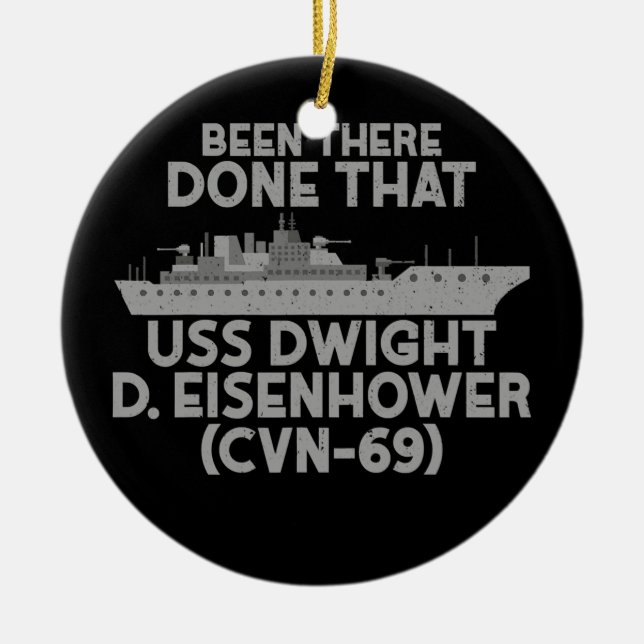 Ornamento De Cerâmica Veteranos U S S Dwight D Eisenhower Camisetas Pais (Frente)