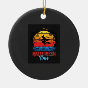 Ornamento De Cerâmica Vetor de Bruxa de Pôr do Sol de Halloween