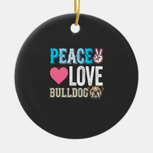 Ornamento De Cerâmica Vetor de Bulldog de Paz e Amor