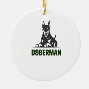 Ornamento De Cerâmica Vetor de Cachorro Doberman 2 Cores
