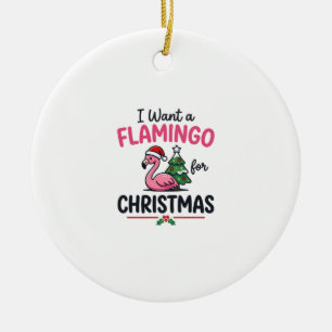 Ornamento De Cerâmica Vetor de Citação de Natal de Flamingo