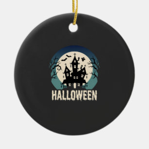 Ornamento De Cerâmica Vetor de Luar de Casa Assombrada de Halloween