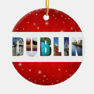 Ornamento De Cerâmica Viagem da Irlanda de Dublin Fotos Snowflake Natal