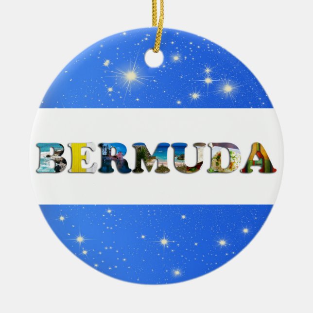 Ornamento De Cerâmica Viagem das Bermudas Fotos do Natal Tropical (Frente)