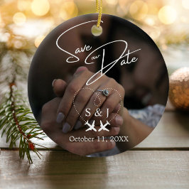 Ornamento De Cerâmica Viagem de Boate Avião Coração Salve A Data XMAS