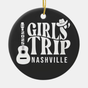 Ornamento De Cerâmica Viagem de Meninas a Nashville 2025 Férias de Verão