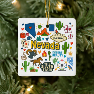 Ornamento De Cerâmica Viagem de Natal da Família Personalizada de Nevada