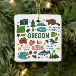 Ornamento De Cerâmica Viagem de Natal da Família Personalizada Oregon