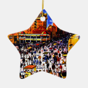 Ornamento De Cerâmica Viagem do trem de Atlantic City do vintage