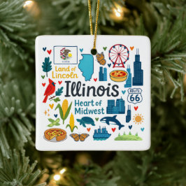 Ornamento De Cerâmica Viagem Familiar Personalizada de Natal em Illinois