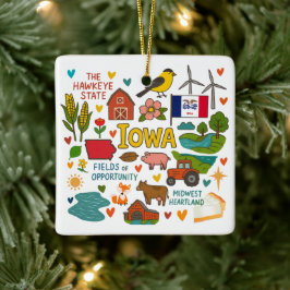 Ornamento De Cerâmica Viagem Familiar Personalizada de Natal em Iowa
