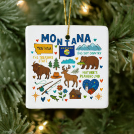Ornamento De Cerâmica Viagem Familiar Personalizada de Natal em Montana