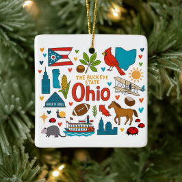 Ornamento De Cerâmica Viagem Familiar Personalizada de Natal em Ohio