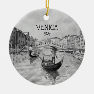 Ornamento De Cerâmica Viagem Itália - souvenir preto e branco de VENICE