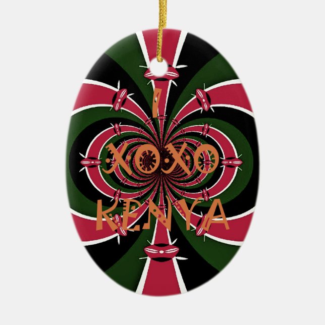 Ornamento De Cerâmica Viagem Queniano - Hugs & Kisses Design (Frente)