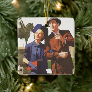 Ornamento De Cerâmica Viagens Antigas, Turistas em Férias em Passeio