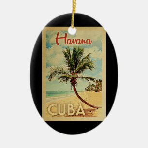 Ornamento De Cerâmica Viagens vintage da palmeira de Havana Cuba